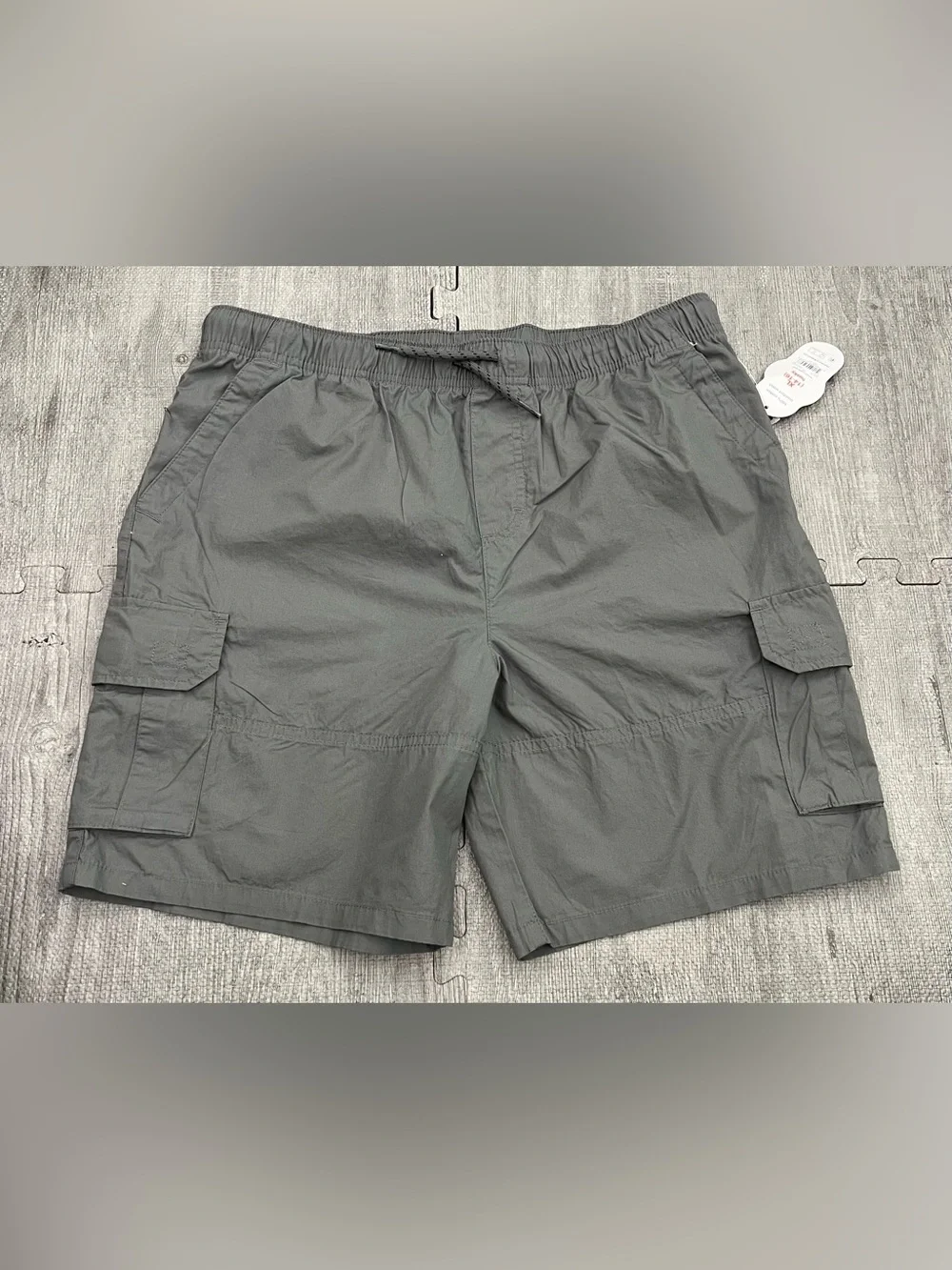 Wonder Nation Boys XL (14-16) Gray Cargo Shorts Solid Elastic Waist Pockets